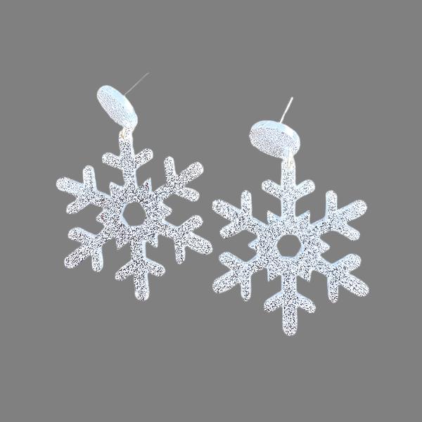 Snowflake Earrings - Silver Glitter - Tigbul's Variety Fashion Shop