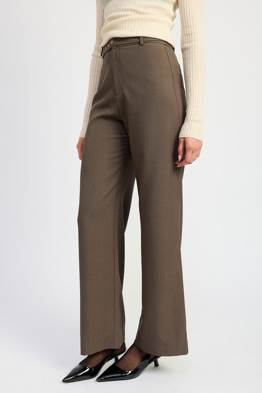 TROUSER PANTS WTIH ADJUSTABLE WAIST BAND BUCKLE - Tigbul's Variety Fashion Shop