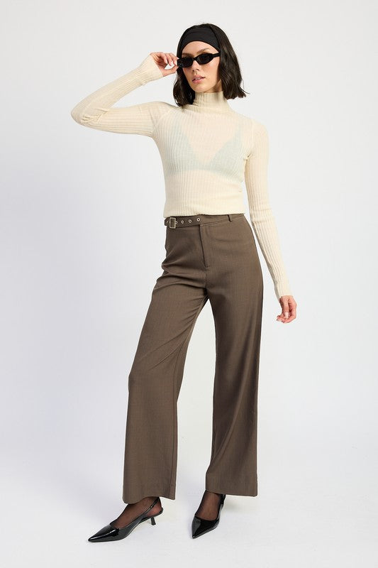 TROUSER PANTS WTIH ADJUSTABLE WAIST BAND BUCKLE - Tigbul's Variety Fashion Shop