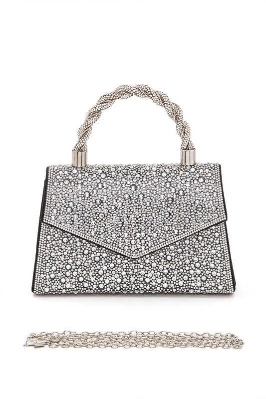 Statement Rhinestone Top Handle Clutch Bag - Tigbul's Variety Fashion Shop