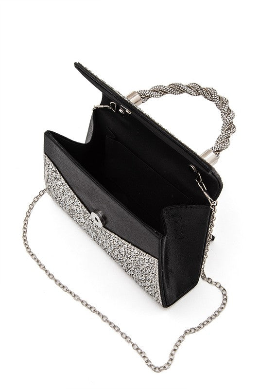 Statement Rhinestone Top Handle Clutch Bag - Tigbul's Variety Fashion Shop