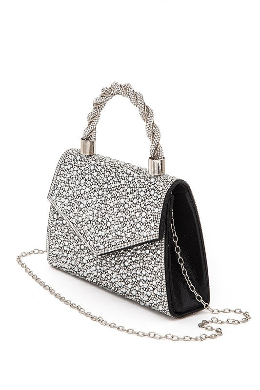 Statement Rhinestone Top Handle Clutch Bag - Tigbul's Variety Fashion Shop