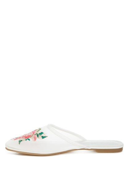 Shara Floral Embroidered Mesh Mules - Tigbul's Variety Fashion Shop