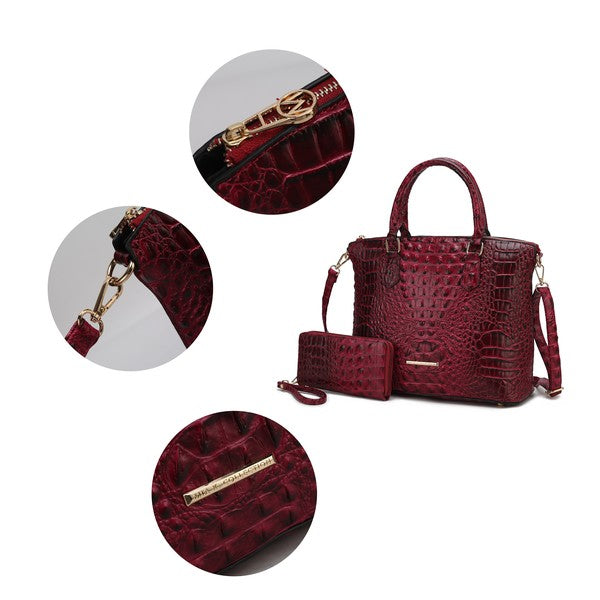 MKF Liora Croc Embossed Tote and Set by Mia K - Tigbul's Variety Fashion Shop