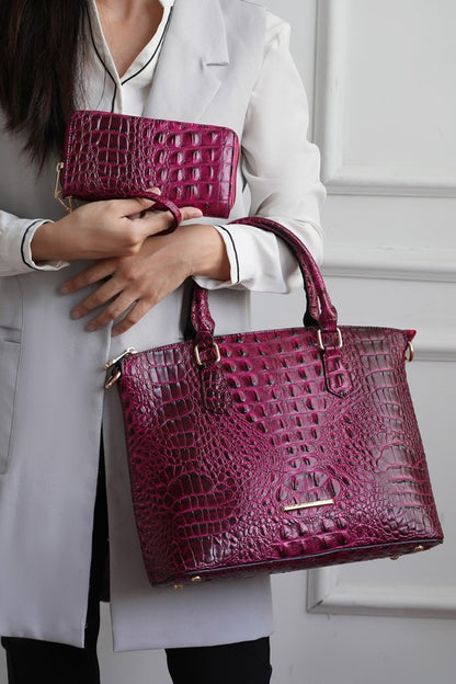 MKF Liora Croc Embossed Tote and Set by Mia K - Tigbul's Variety Fashion Shop