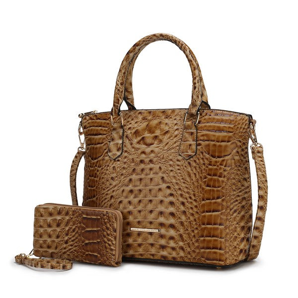 MKF Liora Croc Embossed Tote and Set by Mia K - Tigbul's Variety Fashion Shop