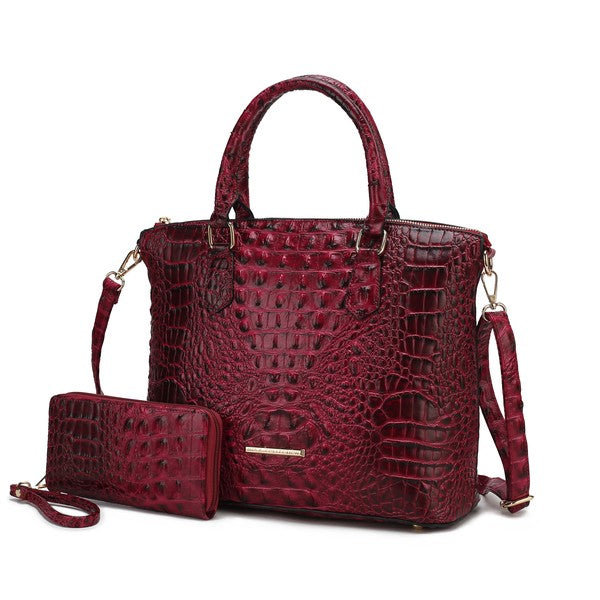 MKF Liora Croc Embossed Tote and Set by Mia K - Tigbul's Variety Fashion Shop