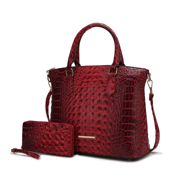 MKF Liora Croc Embossed Tote and Set by Mia K - Tigbul's Variety Fashion Shop