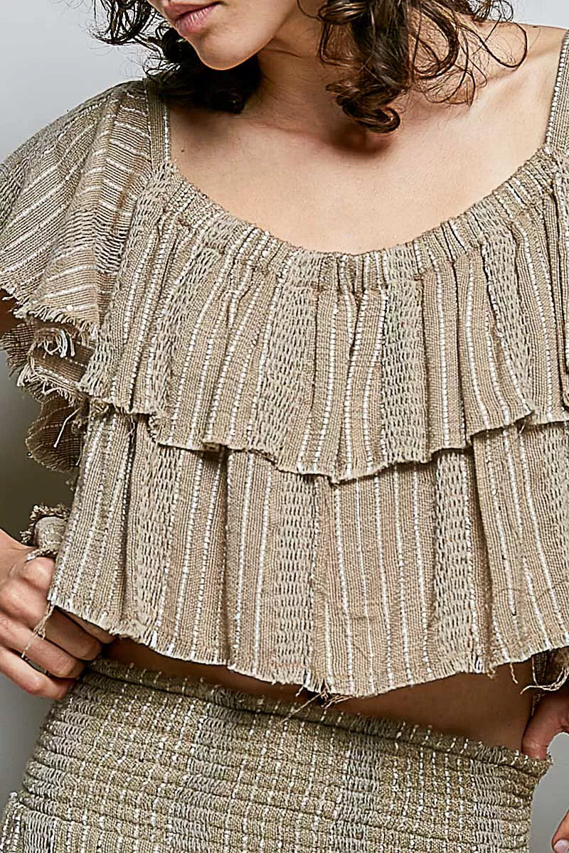 POL Off-Shoulder Ruffle Crop Top - Tigbul's Variety Fashion Shop