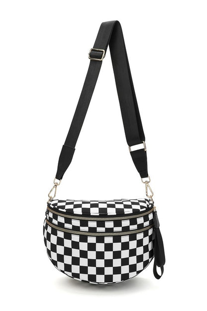 Frankie Oversize Double Zip Print Crescent Sling - Tigbul's Variety Fashion Shop