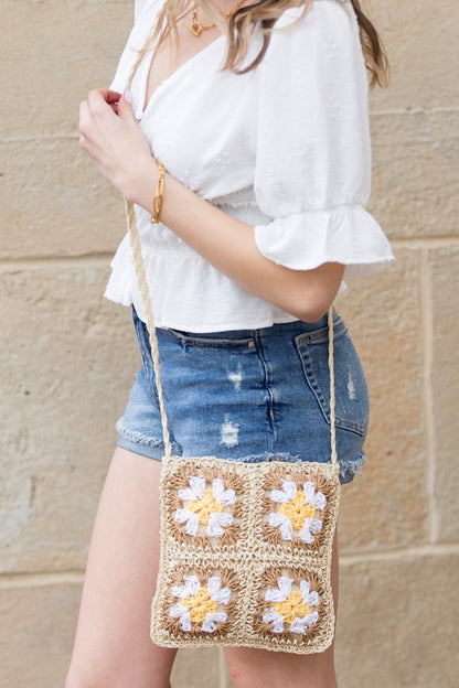 Eliza Crochet Straw Crossbody - Tigbul's Variety Fashion Shop