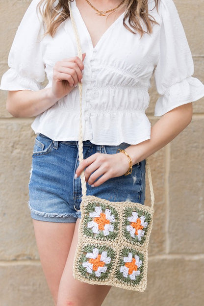 Eliza Crochet Straw Crossbody - Tigbul's Variety Fashion Shop