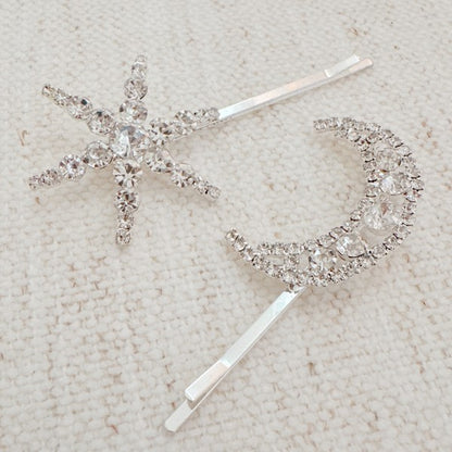 Shining Moon And Star Bobby Pin Set Of 2 - Tigbul's Variety Fashion Shop