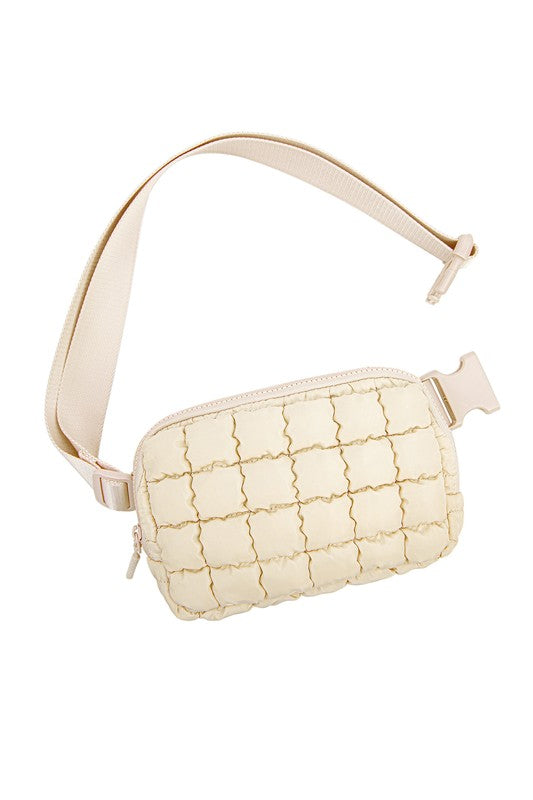Evyn Quilted Puffer Sling Belt Bum Bag - Tigbul's Variety Fashion Shop