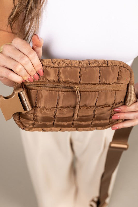 Evyn Quilted Puffer Sling Belt Bum Bag - Tigbul's Variety Fashion Shop