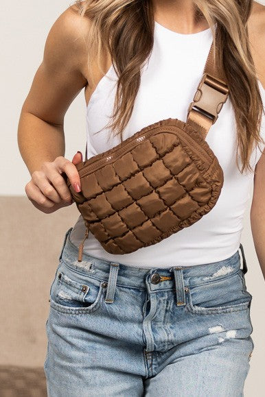 Evyn Quilted Puffer Sling Belt Bum Bag - Tigbul's Variety Fashion Shop