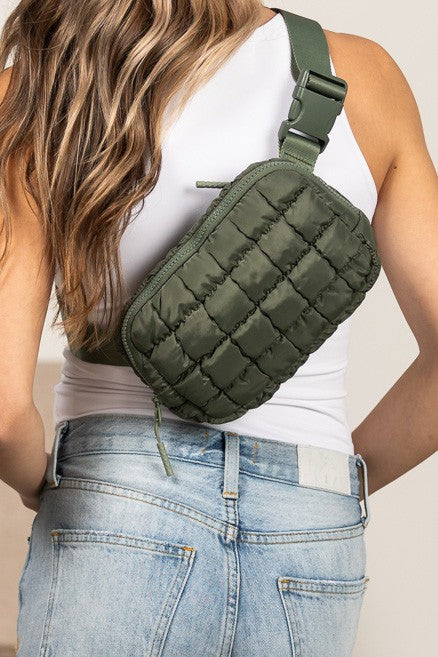 Evyn Quilted Puffer Sling Belt Bum Bag - Tigbul's Variety Fashion Shop
