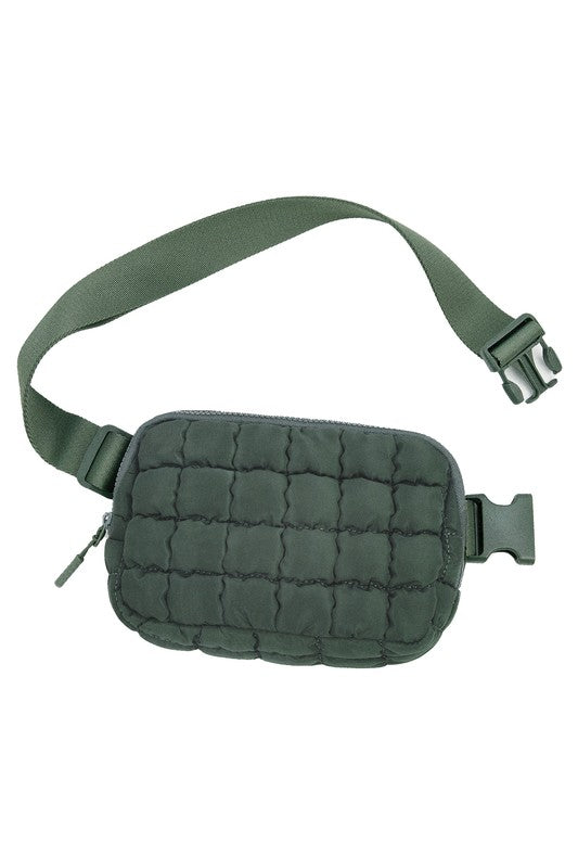 Evyn Quilted Puffer Sling Belt Bum Bag - Tigbul's Variety Fashion Shop