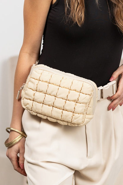 Evyn Quilted Puffer Sling Belt Bum Bag - Tigbul's Variety Fashion Shop