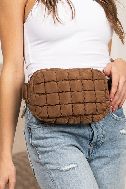 Evyn Quilted Puffer Sling Belt Bum Bag - Tigbul's Variety Fashion Shop