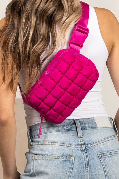 Evyn Quilted Puffer Sling Belt Bum Bag - Tigbul's Variety Fashion Shop