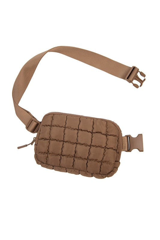 Evyn Quilted Puffer Sling Belt Bum Bag - Tigbul's Variety Fashion Shop