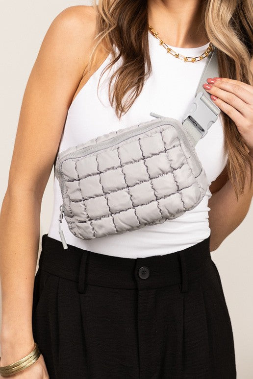 Evyn Quilted Puffer Sling Belt Bum Bag - Tigbul's Variety Fashion Shop
