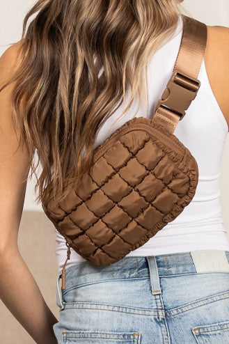 Evyn Quilted Puffer Sling Belt Bum Bag - Tigbul's Variety Fashion Shop