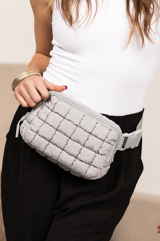 Evyn Quilted Puffer Sling Belt Bum Bag - Tigbul's Variety Fashion Shop