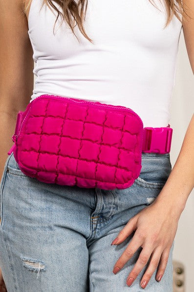 Evyn Quilted Puffer Sling Belt Bum Bag - Tigbul's Variety Fashion Shop