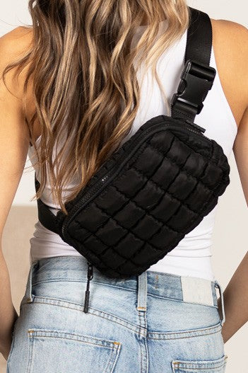 Evyn Quilted Puffer Sling Belt Bum Bag - Tigbul's Variety Fashion Shop