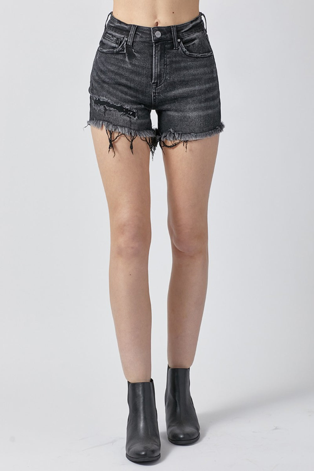 RISEN Raw Hem Denim Shorts with Pockets - Tigbul's Variety Fashion Shop