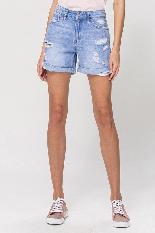 Distressed Boyfriend Shorts W/Cuffs - Tigbuls Variety Fashion