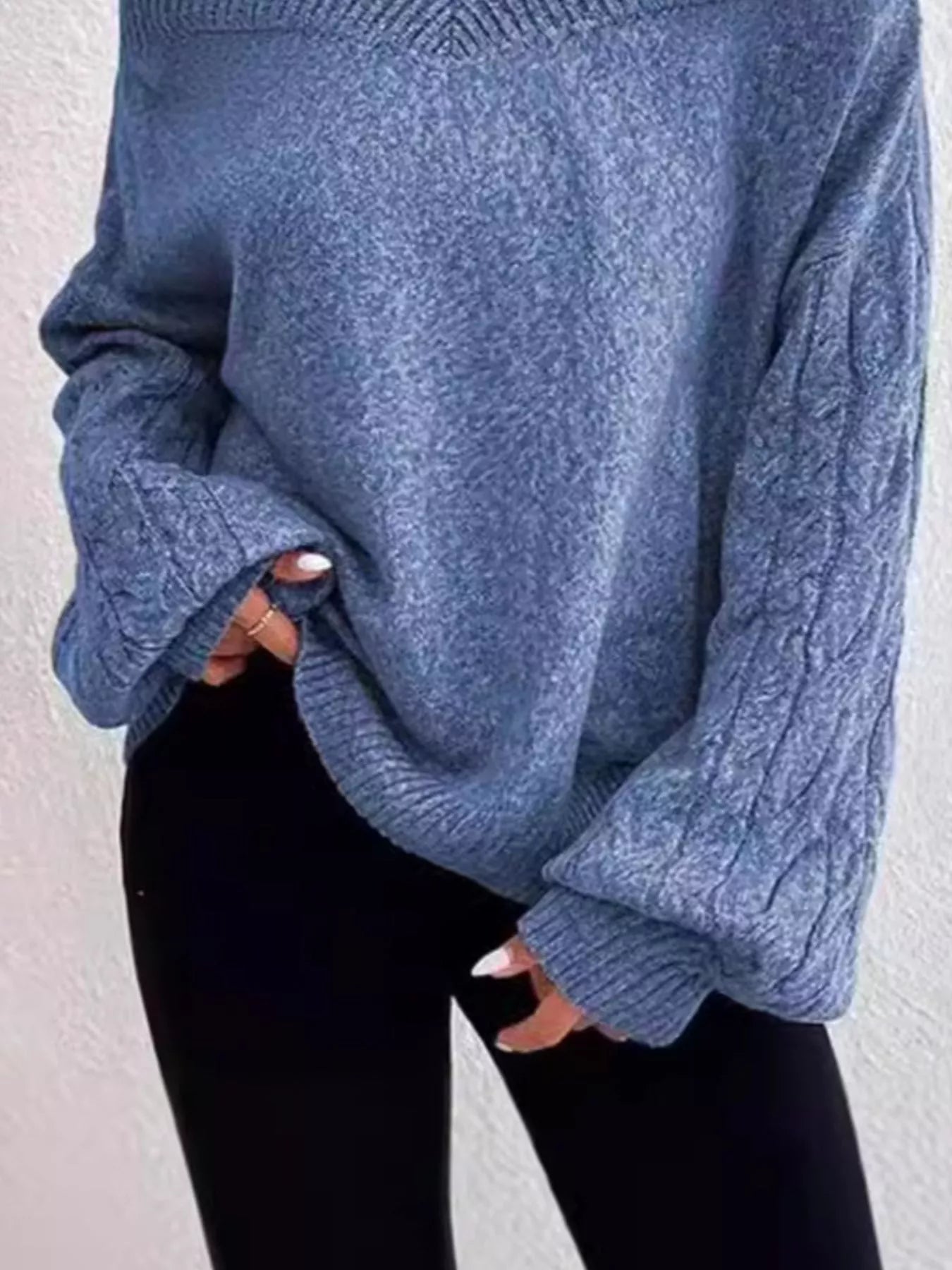 Cold Shoulder Turtleneck Sweater - Tigbul's Variety Fashion Shop