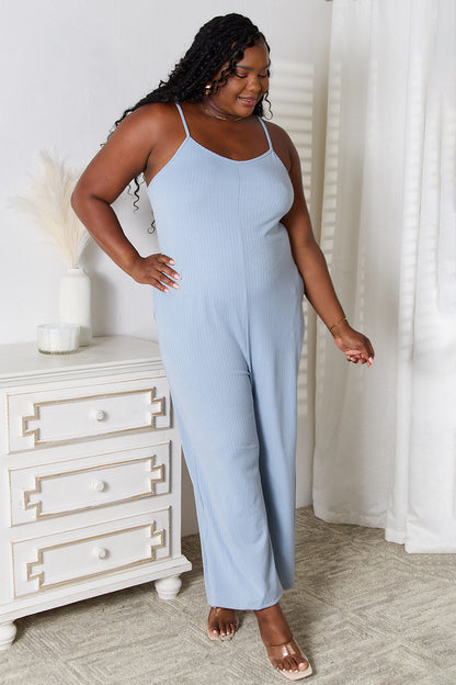 Spaghetti Strap V-Neck Jumpsuit - Tigbul's Variety Fashion Shop