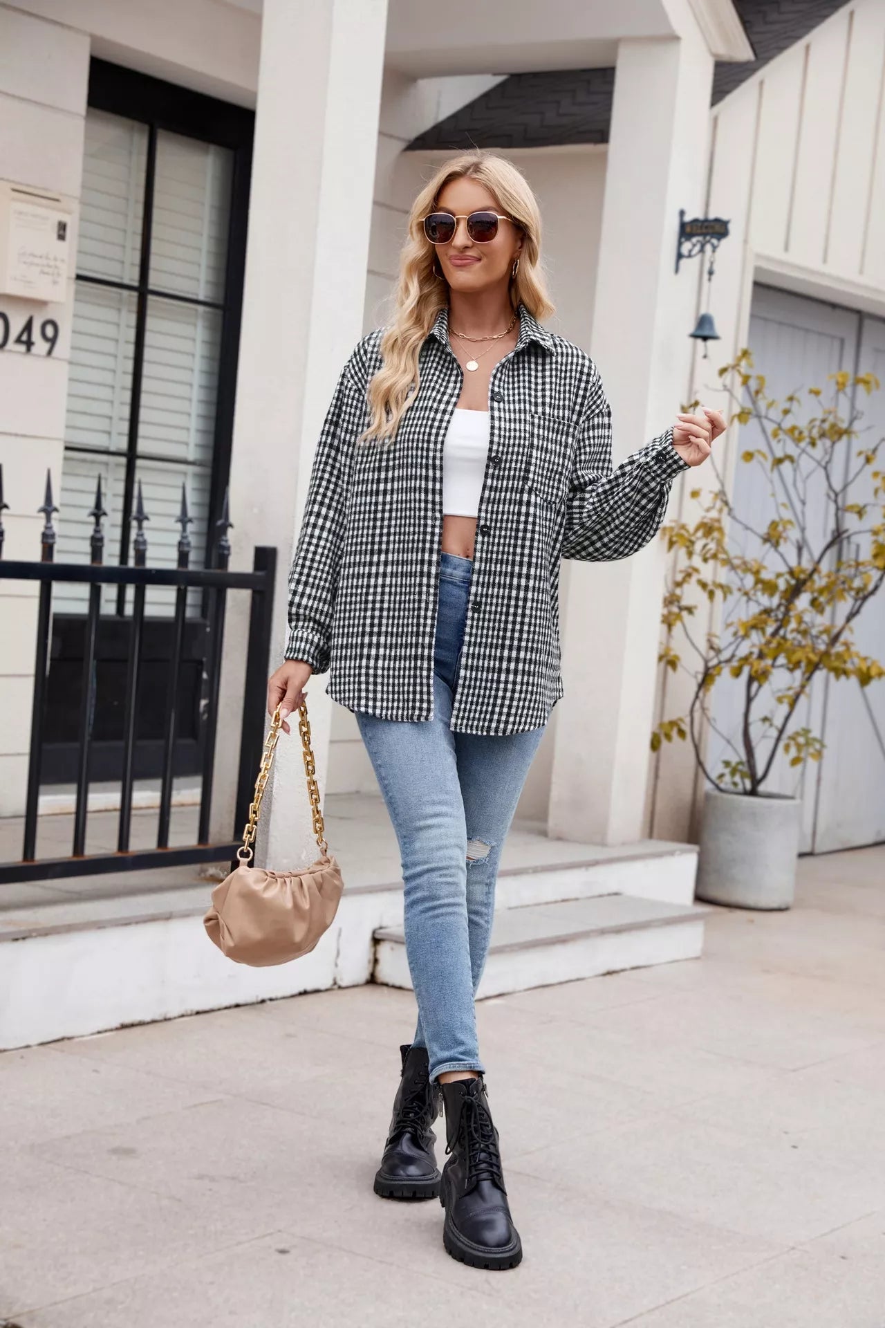 Casual Plaid Long Sleeve Shirt - Tigbul's Variety Fashion Shop