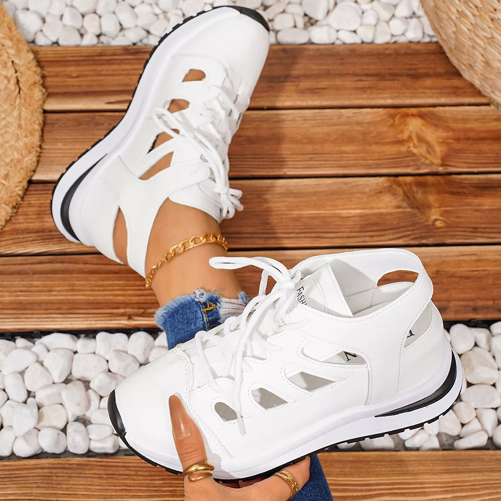 Round Toe Lace Up Sneakers - Tigbul's Variety Fashion Shop