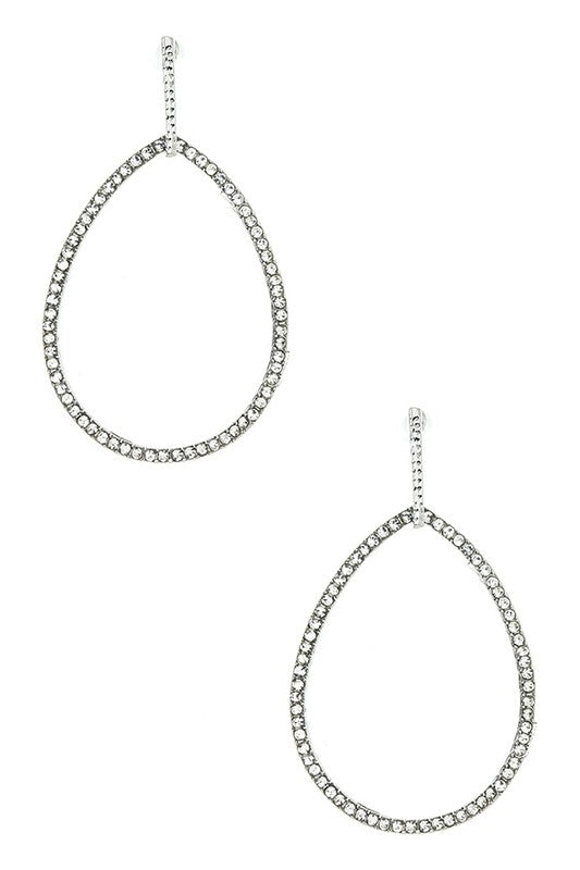 Crystal Pave Teardrop Hoop Earrings - Tigbul's Variety Fashion Shop