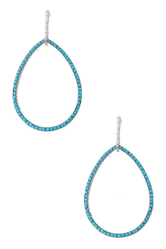 Crystal Pave Teardrop Hoop Earrings - Tigbul's Variety Fashion Shop