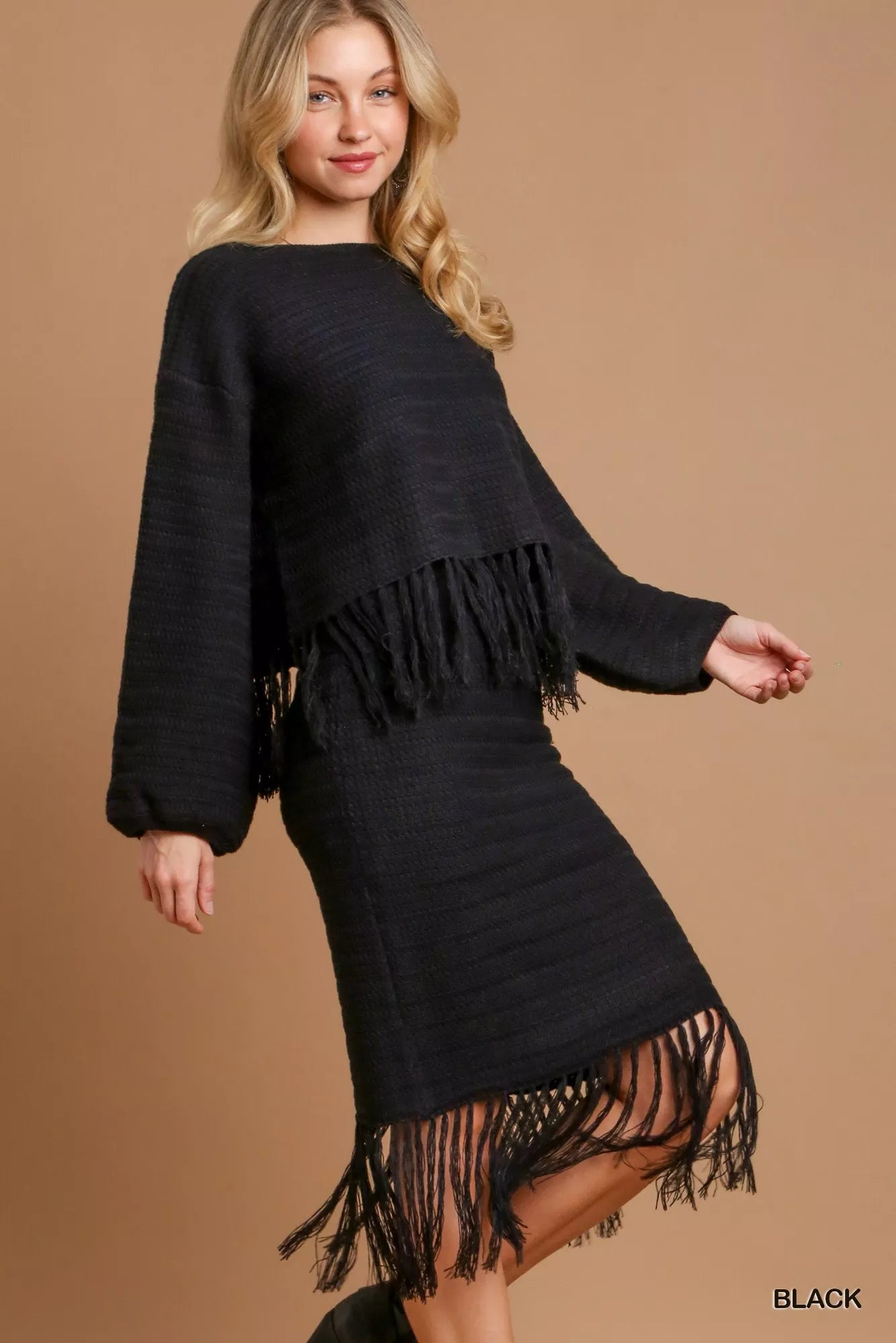 Umgee Crochet Knit Crop Top with Frey Hem - Tigbul's Variety Fashion Shop