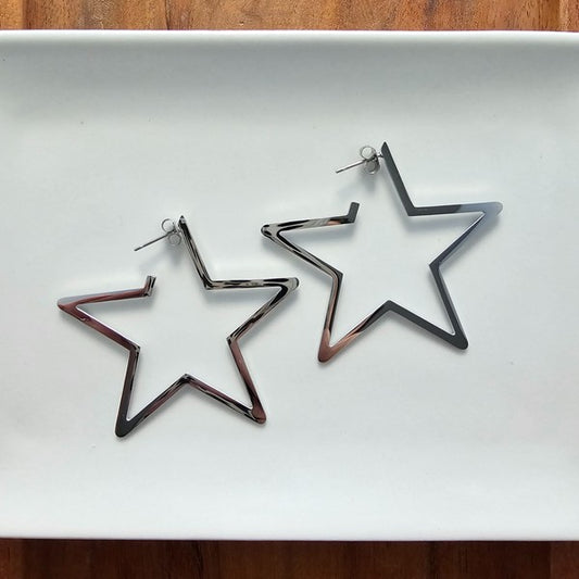 Luxe Star Hoops - Silver - Tigbul's Variety Fashion Shop