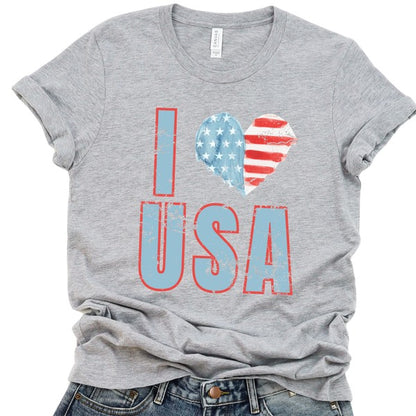 Plus I Love USA with Heart Flag distressed t-shirt - Tigbul's Variety Fashion Shop