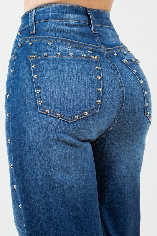 Camila Studded Wide Leg Jean - Tigbul's Variety Fashion Shop