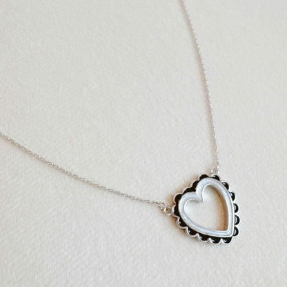Preciously Scallop Edged Heart Necklace - Tigbul's Variety Fashion Shop