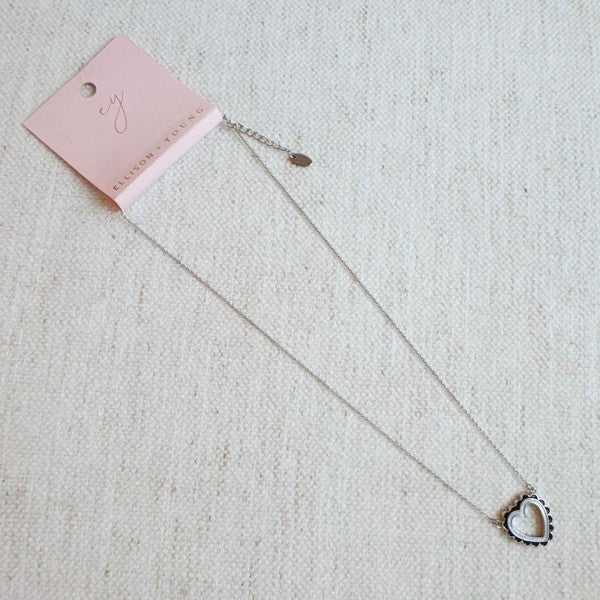 Preciously Scallop Edged Heart Necklace - Tigbul's Variety Fashion Shop
