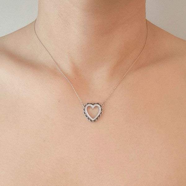 Preciously Scallop Edged Heart Necklace - Tigbul's Variety Fashion Shop