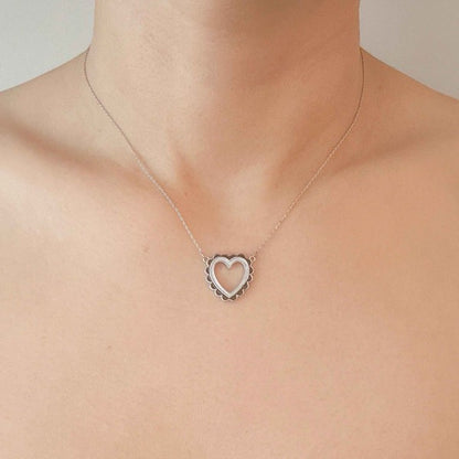 Preciously Scallop Edged Heart Necklace - Tigbul's Variety Fashion Shop