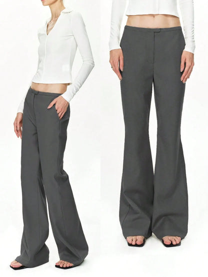 High Waist Flare Leg Trousers - Tigbul's Variety Fashion Shop