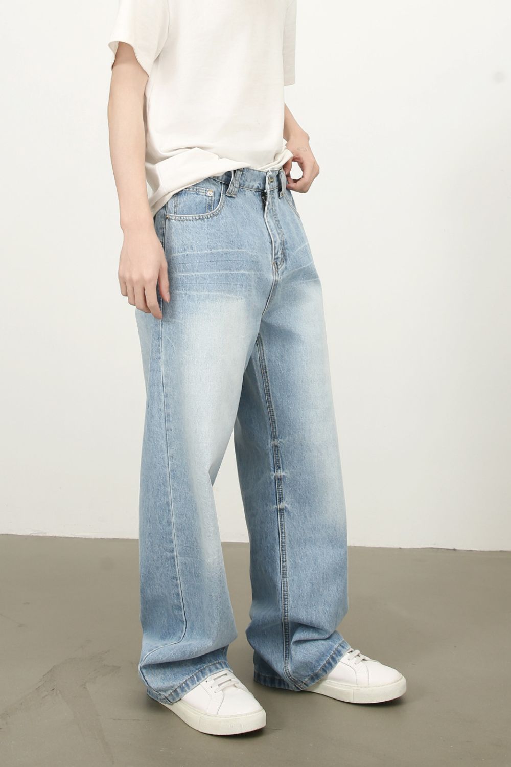 Men's Mid Rise Wide Leg Jeans with Pockets - Tigbul's Variety Fashion Shop