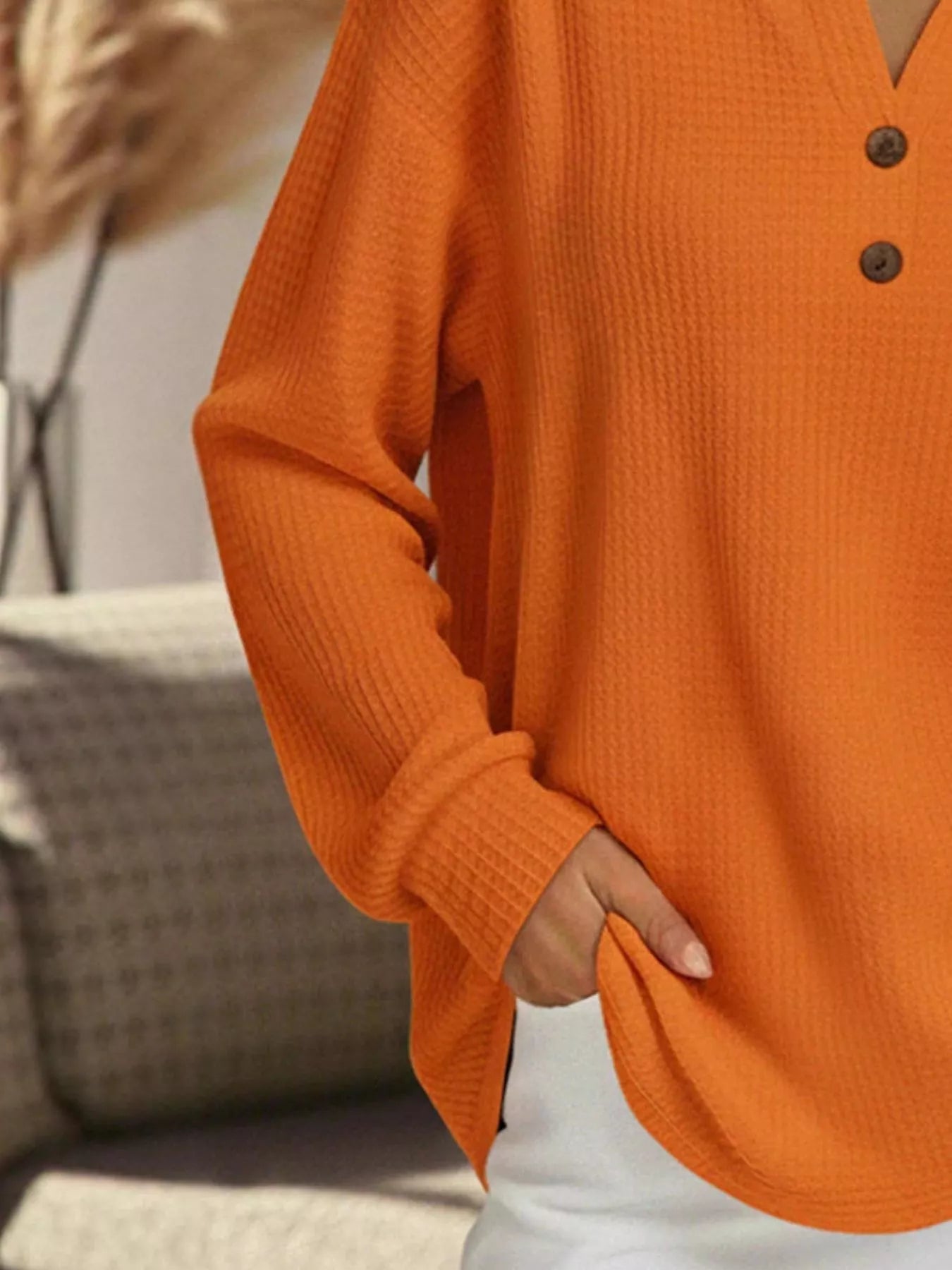 Full Size Textured Knit Decor Button Top Plus Size - Tigbul's Variety Fashion Shop